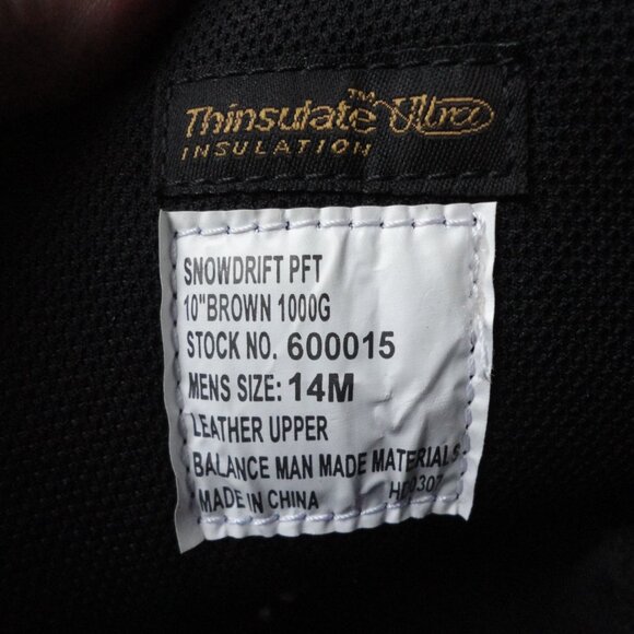 LACROSSE Men's 1000gm Snowdrift PFT Brown Snow Boots Thinsulate Size 14M - Picture 10 of 10